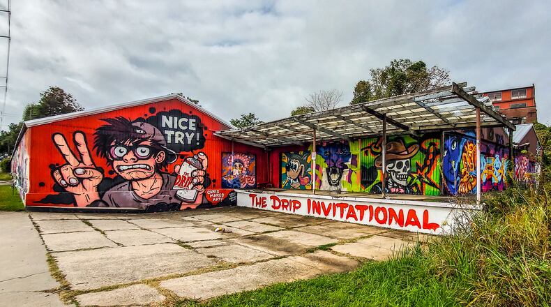 Chris Wright organized the inaugural "The Drip Invitational" painting event in October. The street art remains on view in Atlanta's Pittsburgh neighborhood. (Courtesy of Arthur Rudick)