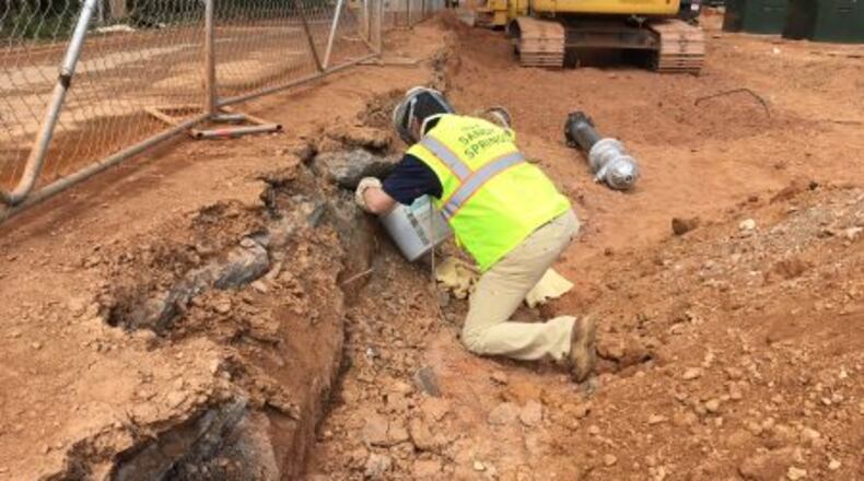 Mayor Rusty Paul helps clear a swarm of bees from a Sany Springs construction zone. (Credit: City of Sandy Springs)