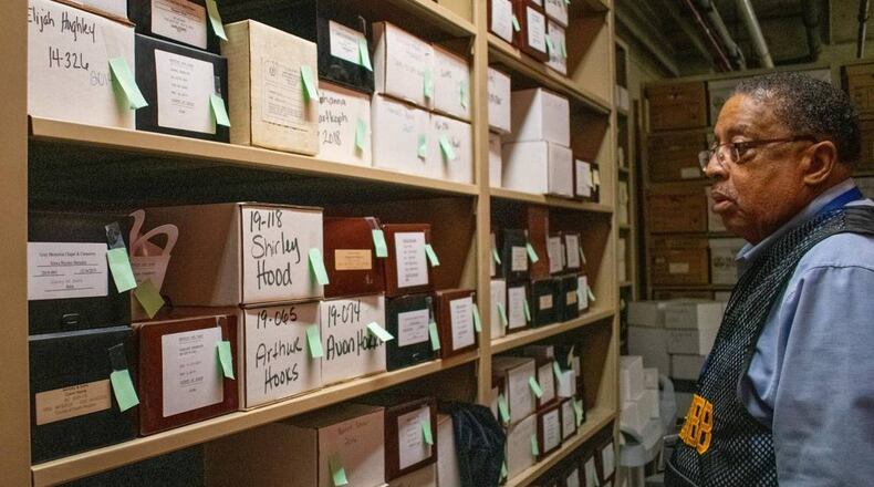 The cremains of about 400 people are stored in boxes in the basement of the Bibb County Sheriff’s Office. (Photo Courtesy of Laura Corley)