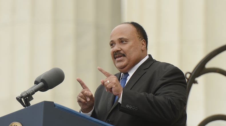 WASHINGTON, DC - AUGUST 28: Martin Luther King III delivers remarks during the 'Let Freedom Ring' commemoration event, at the Lincoln Memorial August 28, 2013 in Washington, DC. The event was to commemorate the 50th anniversary of Dr. Martin Luther King Jr.'s "I Have a Dream" speech and the March on Washington for Jobs and Freedom. (Photo by Michael Reynolds-Pool/Getty Images)