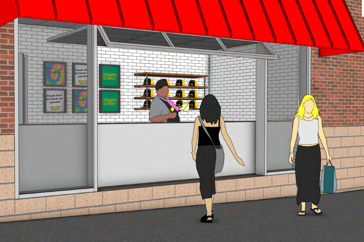 Waffle House plans to add a retail shop, shown here in this rendering, to its downtown diner for the World Cup, according to plans filed in Atlanta. (Courtesy of Waffle House/City of Atlanta)