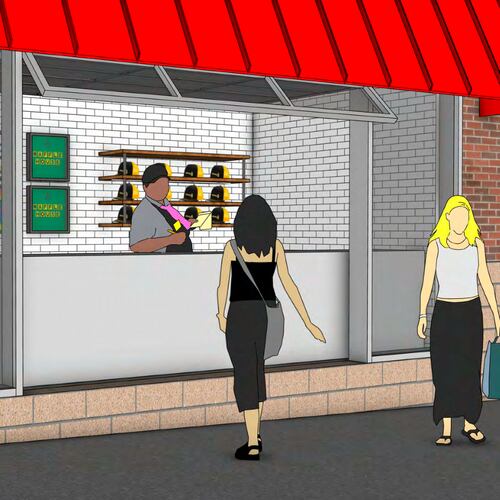 Waffle House plans to add a retail shop, shown here in this rendering, to its downtown diner for the World Cup, according to plans filed in Atlanta. (Courtesy of Waffle House/City of Atlanta)