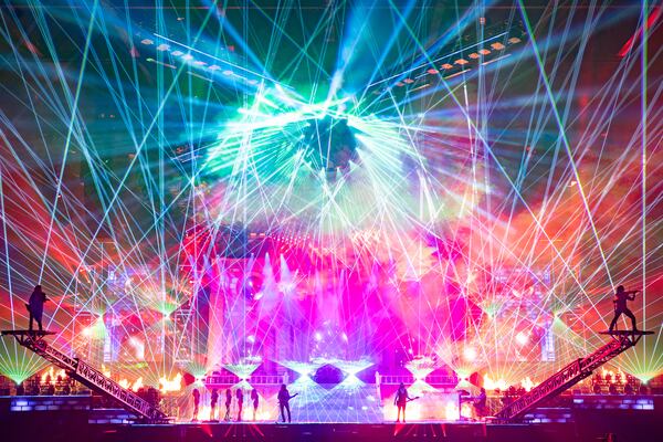The Trans-Siberian Orchestra is known for its over-the-top productions, which include elaborate laser light shows, fire, snow, elevating stages and fog. The orchestra will play two shows at Gas South Arena on Dec. 14. (Courtesy of Jason McEachern)