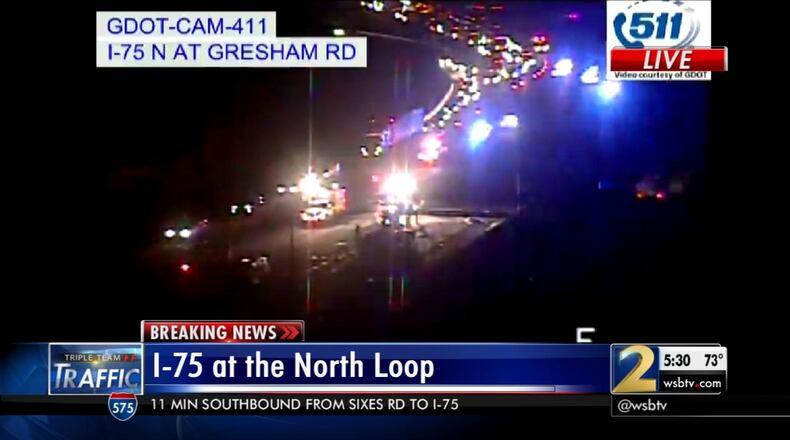 A fatal crash investigation led to heavy delays on I-75 south Thursday in Cobb County. (Credit: Channel 2 Action News)