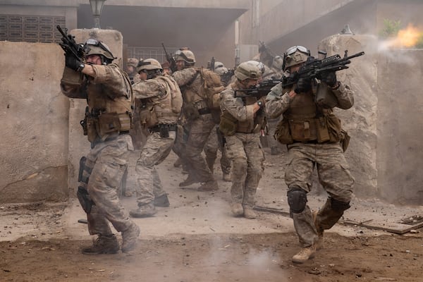 This image released by A24 shows a scene from "Warfare." (A24 via AP)