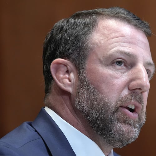 Secretary of Homeland Security Markwayne Mullin testifies during a Senate Subcommittee on Homeland Security 2027 Budget Request for the Department of Homeland Tuesday, June 2, 2026, in Washington. (AP Photo/Mariam Zuhaib)