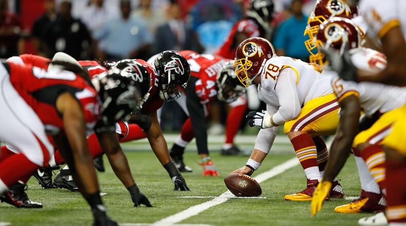 ATLANTA, GA - AUGUST 11: The Washington Redskins line up on offense against the Atlanta Falcons at Georgia Dome on August 11, 2016 in Atlanta, Georgia. (Photo by Kevin C. Cox/Getty Images)