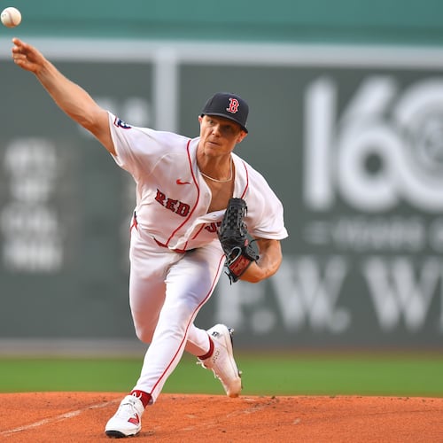 Boston Red Sox's Sonny Gray delivers a pitch to a New York Yankees batter in the first inning of a baseball game, Sunday, June 28, 2026, in Boston. (AP Photo/Steven Senne)