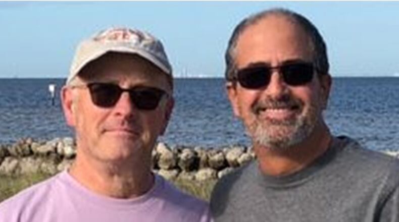 In the photo on the left, taken in December 2019, Scott Provin-Wylie weighed 242 pounds. In the photo on the right, taken in November with his partner, Jerry Provin (right), he weighed 165 pounds. Next week’s Success Story column will focus on Jerry Provin.
Courtesy of Scott Provin-Wylie.