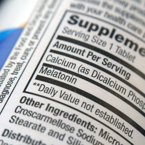 FILE - The label for a bottle of melatonin pills is seen in New York on Thursday, June 2, 2022. (AP Photo/Patrick Sison, File)