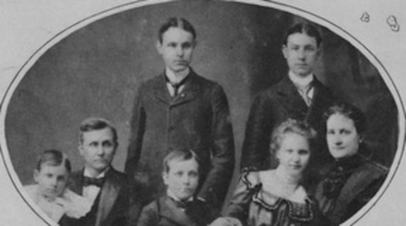The Candlers in 1895: (counterclockwise, from bottom left) William, Asa, Walter, daughter Lucy, mother Lucy, Charles Howard, and Asa Jr.