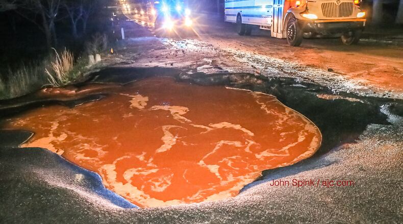 Rockbridge Road is blocked due to a water main break, according to DeKalb County officials.