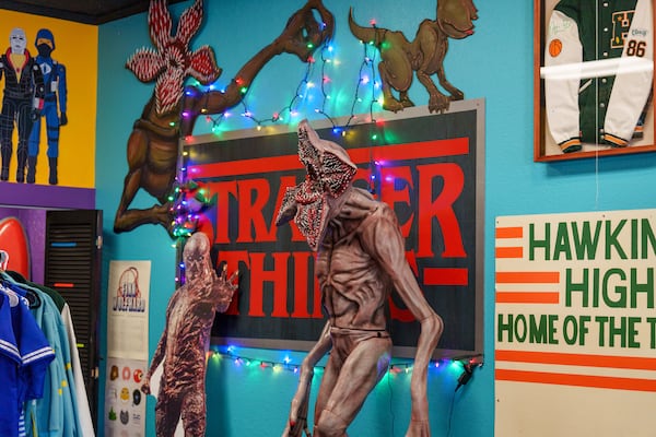 Hawkins Headquarters in Jackson is heavily decorated with "Stranger Things" art and merchandise. (Jason Allen for the AJC)
