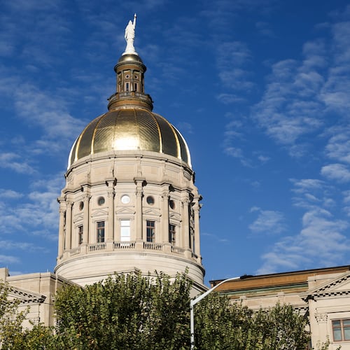Sun shines on the Georgia State Capitol in Atlanta, Oct. 1, 2025. Both major parties agree that rising costs will be a big campaign issue but they disagree on how to tackle it. (Abbey Cutrer/AJC)