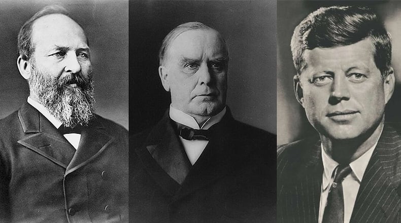The Constitution covered the 1881 assassination of President James A. Garfield (left). Later, both the Constitution and Journal would report the slayings of two presidents -- William McKinley (center) in 1901 and John F. Kennedy in 1963.