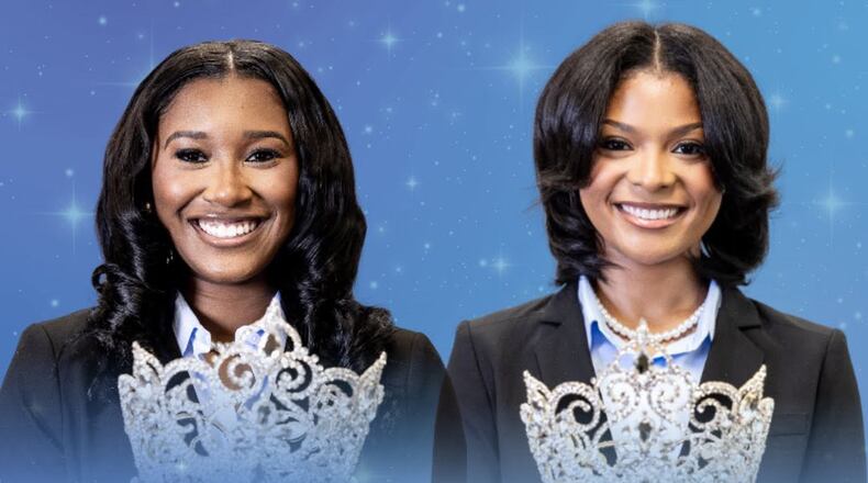 Jillian Collier (left) and Kinsley Wilson, shown here in this composite photo, were crowned co-Miss Spelman in April. Wilson has decided to step down from the position. (Courtesy of Spelman College/Facebook)