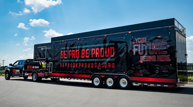 The "Be Pro Be Proud" initiative was launched by the Cherokee Office of Economic Development. The program started in Arkansas and Georgia is the second state to sign on. Touring schools around the state, the 40-foot interactive workshop highlights high demand and high growth careers in skilled professions through an information presentation and simulators.