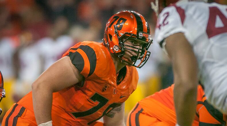 Oregon State freshman tackle Sean Harlow started eight games for the Beavers in 2013. Photo by Beth Buglione