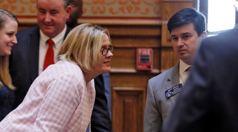 March 22, 2019 - Atlanta -  Sen. Renee Unterman supported a bill that requires Georgia law enforcement agencies to save sexual assault evidence for up to 50 years. The bill passed the Georgia General Assembly on Tuesday, April 2, 2019.  Bob Andres / bandres@ajc.com