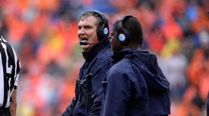 CLEMSON, SC - OCTOBER 10: Head Coach Paul Johnson of the Georgia Tech Yellow Jackets reacts after a play during the game against the Clemson Tigers at Memorial Stadium on October 10, 2015 in Clemson, South Carolina. (Photo by Tyler Smith/Getty Images)