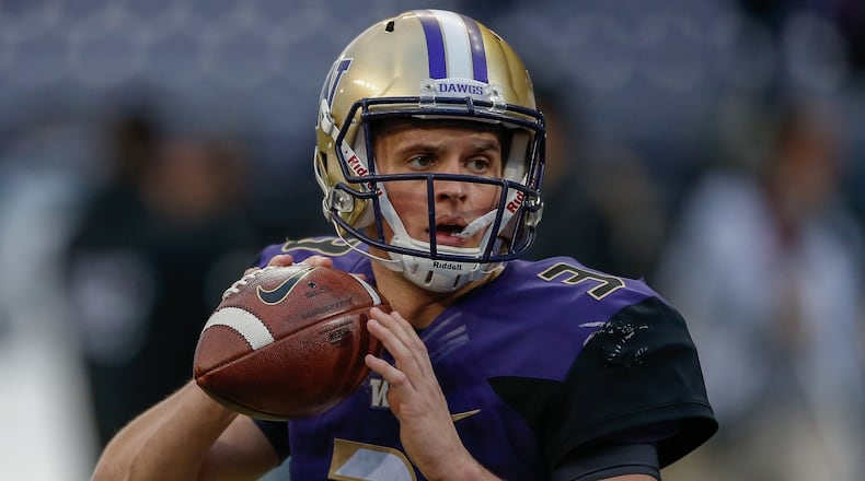 Quarterback Jake Browning of the Washington Huskies warms up before the game against the Arizona State Sun Devils on November 19, 2016 at Husky Stadium in Seattle, Washington. (Photo by Otto Greule Jr/Getty Images)