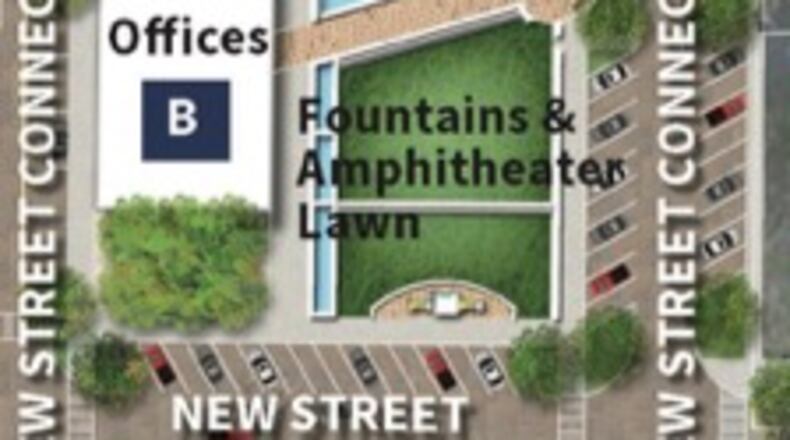 A new concept plan shows how Fayetteville plans to convert the current Board of Education property on Stonewall Avenue to a new city hall and park complex. Courtesy City of Fayetteville