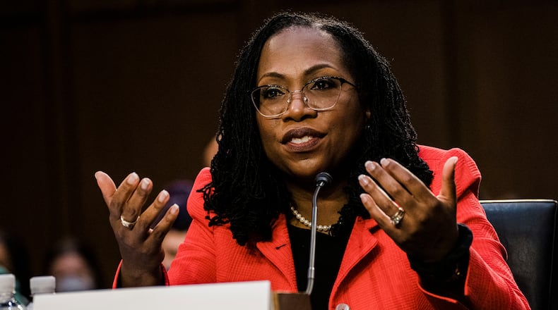 Supreme Court nominee Judge Ketanji Brown Jackson answers questions during her Senate Judiciary Committee confirmation hearing on Capitol Hill on Monday, March 22, 2022, in Washington, D.C. (Kent Nishimura/Los Angeles Times/TNS)