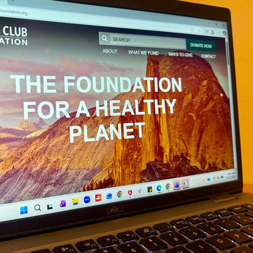 The Sierra Club Foundation's website sits open on a laptop in New York on Saturday, Jan. 31, 2026. (AP Photo/James Pollard)