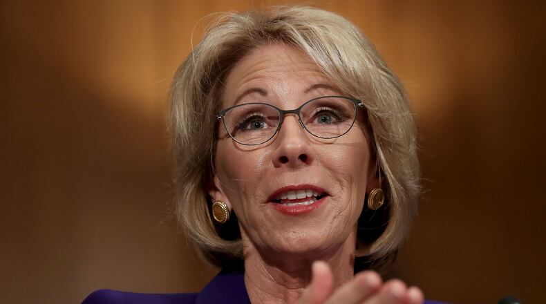 Betsy DeVos, President-elect Donald Trump’s pick to be the next Secretary of Education, testifies during her confirmation hearing before the Senate Health, Education, Labor and Pensions Committee January 17, in Washington, DC. . (Photo by Chip Somodevilla/Getty Images)