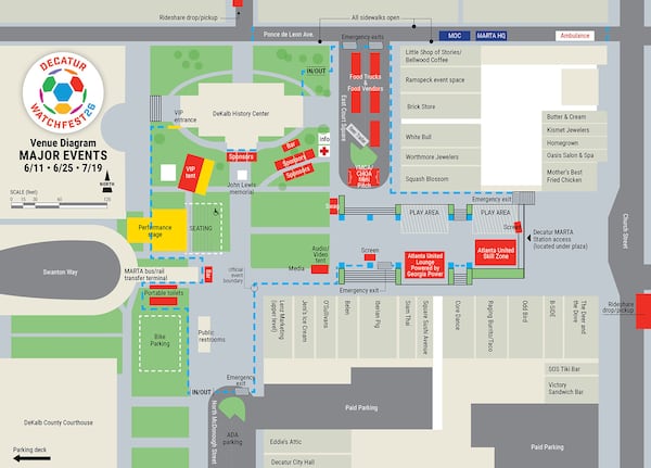 The map of Decatur Square for Decatur WatchFest. (Courtesy of the city of Decatur)