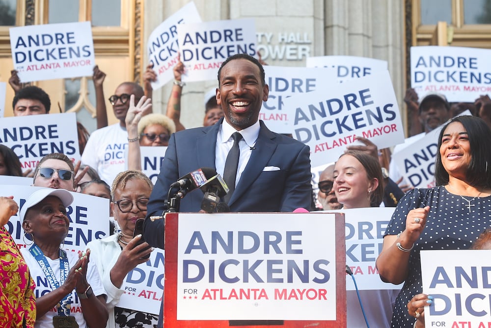 Atlanta Mayor Andre Dickens held a news conference Tuesday outside of City Hall following his qualification to run for a second term.