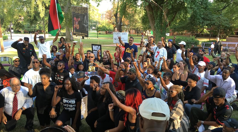 The group plans to march on the Falcons’ new Mercedes-Benz Stadium when the team begins the regular season on Sept. 17.