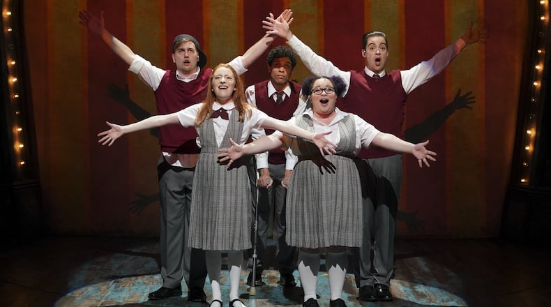 The Alliance Theatre cast of the musical “Ride the Cyclone” includes Chaz Duffy (from left), Tiffany Tatreau, Scott Redmond, Lillian Castillo and Kholby Wardell. CONTRIBUTED BY CHRIS HELTON