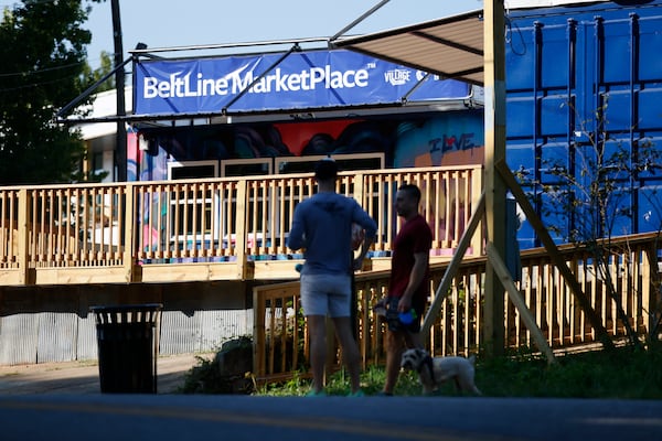 The Allene Beltline Marketplace is currently home to Glacier's Italian Ice and Good as Burgers.  (Miguel Martinez/AJC)  