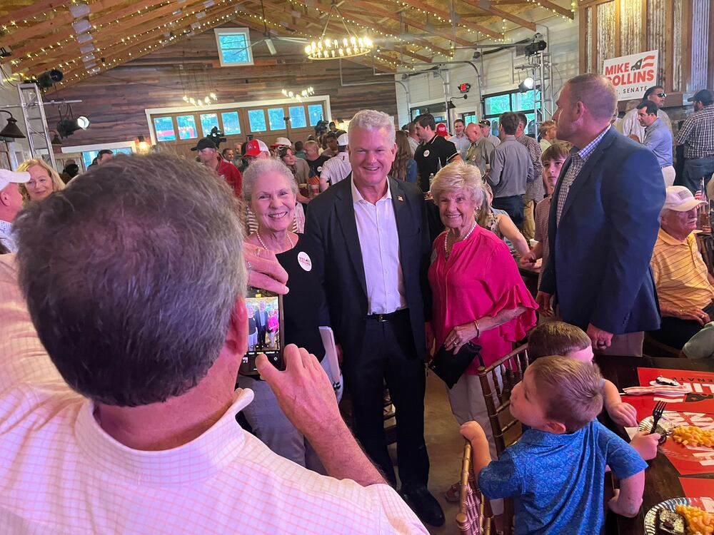 U.S. Rep. Mike Collins formally launched his campaign for a Senate seat at a rally in Jackson, Ga., on Tuesday, Aug. 19, 2025.