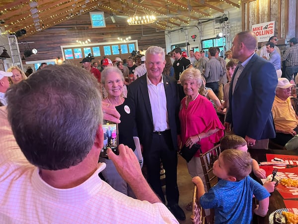 U.S. Rep. Mike Collins formally launched his campaign for a Senate seat at a rally in Jackson, Ga., on Tuesday, Aug. 19, 2025.