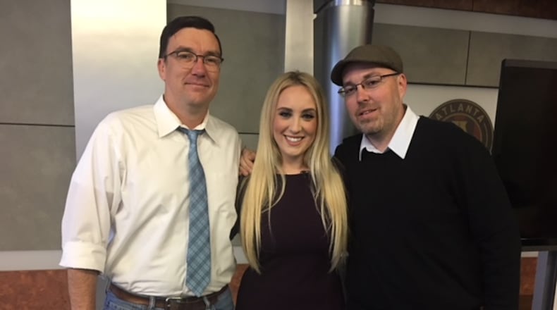 The Atlanta Journal-Constitution's Doug Roberson (left) interviewed Fox Sports South personality Brittany Arnold for today's edition of Southern Fried Soccer. You can see Roberson, Arnold and Jason Longshore of 92.9FM and SoccerDownHere.com on Fox Sports' Match Week on Monday.