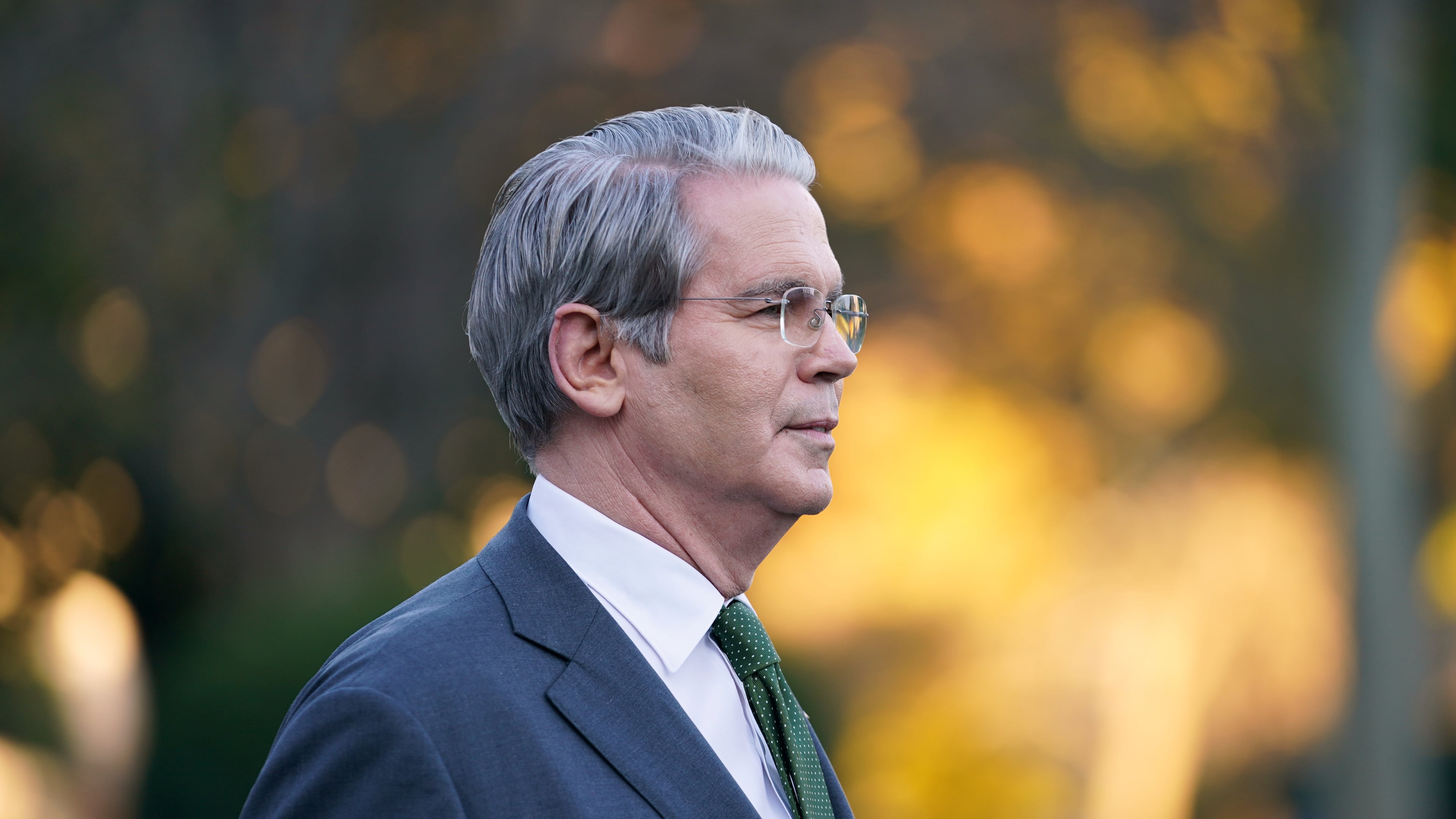 U.S. Secretary of the Treasury Scott Bessent speaks to reporters at the White House, Wednesday, Nov. 5, 2025, in Washington. (AP Photo/Allison Robbert)