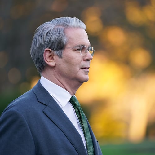 U.S. Secretary of the Treasury Scott Bessent speaks to reporters at the White House, Wednesday, Nov. 5, 2025, in Washington. (AP Photo/Allison Robbert)