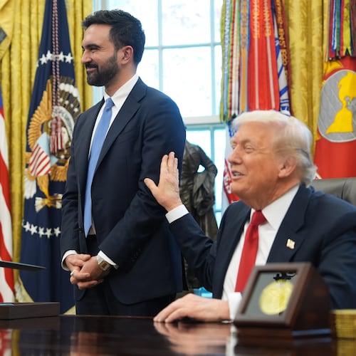 President Donald Trump talks after meeting with New York City Mayor-elect Zohran Mamdani in the Oval Office of the White House, Friday, Nov. 21, 2025, in Washington. (AP Photo/Evan Vucci)