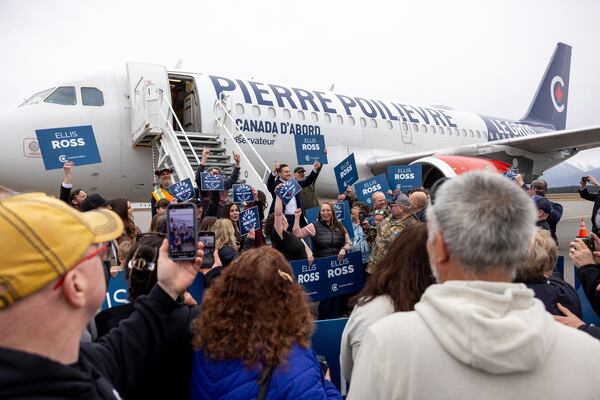 FILE - Conservative Leader Pierre Poilievre arrives in Terrace, British Columbia, during a campaign stop on April 6, 2025. (Aaron Whitfield/The Canadian Press via AP, File)