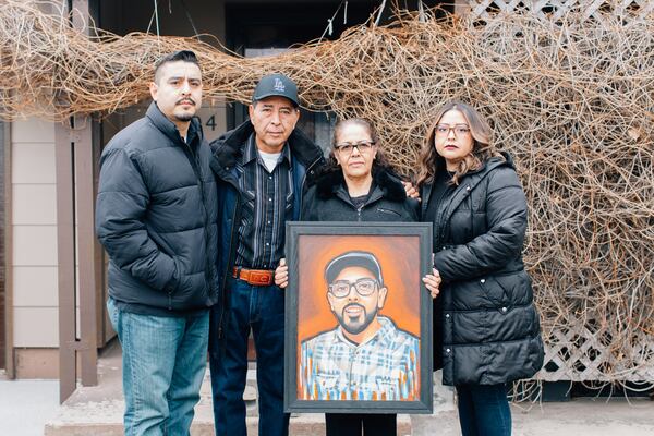 The city of Atlanta paid $3.75 million to the family of Ricardo Dorado Jr. a year after his fatal arrest. His family (from left), brother, Humberto Dorado, father, Ricardo Dorado Sr., mother, Josefina Dorado, and sister, Arcelia Beltran, say they are still waiting for justice. (Sarah Mariel for the AJC)