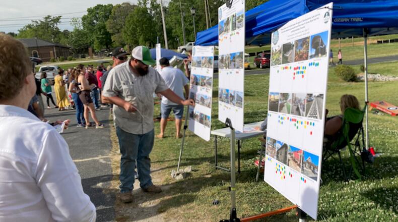 Attendees at Tyrone's recent Town Center Plan meeting used colored sticker to note their preferences for possible new amenities. Jill Howard Church For the AJC