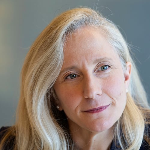 FILE - Rep. Abigail Spanberger, D-Va., speaks during an interview at Libbie Mill Library in Henrico County, Va., Nov. 25, 2024, after she announced she will run for Virginia governor. (AP Photo/Ryan M. Kelly, File)