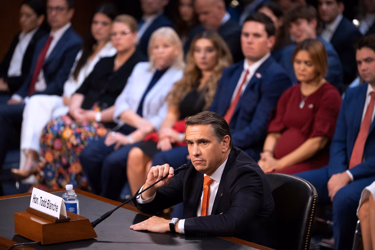 Acting Attorney General Todd Blanche appears before the Senate Judiciary Committee on Capitol Hill in Washington, Wednesday, July 15, 2026. (Mark Schiefelbein/AP)