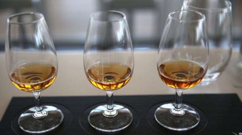 Glasses of whiskey are pictured here, minus any severed toes. A hotel in Canada is trying to get a stolen severed toe back so it can continue making its special ‘Sourtoe Cocktail.’