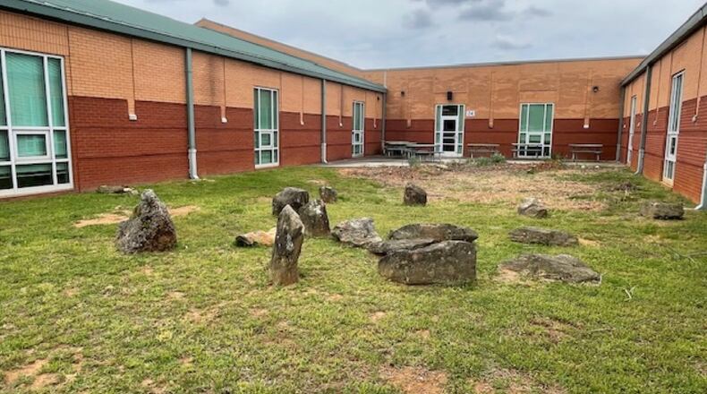 Sweet Apple Elementary School Girl Scout Troop 20545 will plant and maintain five mature hardwood trees in courtyard areas like this at the school. (Courtesy City of Roswell)