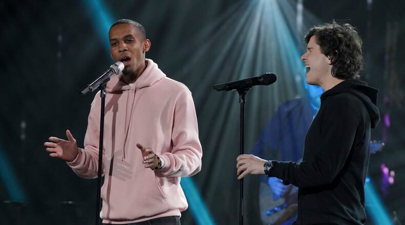 AMERICAN IDOL - "211 (All-Star Duets)" - The remaining 10 contestants of the Top 20 perform duets with all-star celebrity partners from The Wiltern in Los Angeles, as the search for America's next superstar continues on The ABC Television Network, MONDAY, APRIL 8 (8:00-10:00 p.m. EDT), streaming and on demand. Following the performances, the tension will rise as the remaining 10 contestants find out who has made the last seven spots, rounding out the Top 14 during a final elimination that will leave audiences stunned. (ABC/Eric McCandless) DIMITRIUS GRAHAM, LUKAS GRAHAM