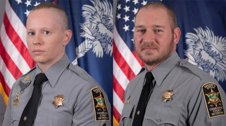 Sgt. Lindsay Fickett, left, and Detention Deputy Brian Houle were fired Monday, the Charleston County sheriff announced.