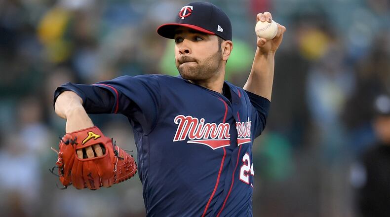 Jaime Garcia of the Minnesota Twins pitches against the Oakland Athletics on July 28, 2017 in Oakland, California. (Photo by Thearon W. Henderson/Getty Images)